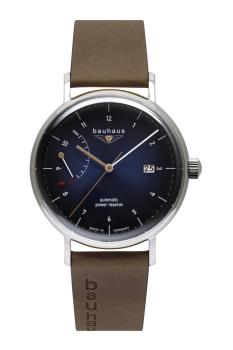 Bauhaus Herrenuhr Automatik mit Gangreserveanzeige und Lederarmband
